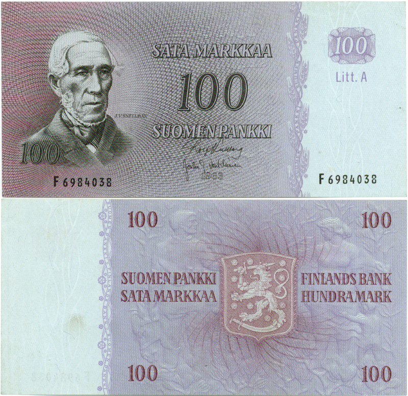 100 Markkaa 1963 Litt.A F6984038
